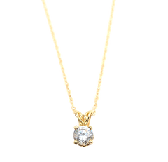 APPRAISED $525- 14KT Yellow Gold Scroll Pendant with a Round Cubic Zirconia