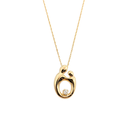 APPRAISED $700- 14KT Yellow Gold Mother & Child Pendant with a Round Brilliant Diamond