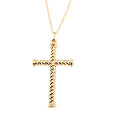 APPRAISED $550- 14KT Yellow Gold Ribbed Cross Pendant