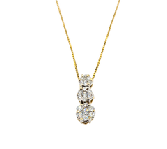 APPRAISED $1500- 14KT Yellow Gold Round Brilliant Diamond Cluster Pendant