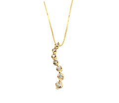 APPRAISED $450- 10KT Yellow Gold Journey Style Pendant with Round Brilliant Diamonds