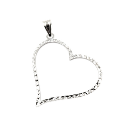 APPRAISED $375- 14KT White Gold Diamond Cut Heart Pendant