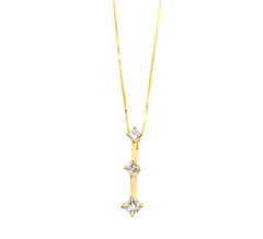 APPRAISED $800- 14KT Yellow Gold Past, Present, and Future Style Bar Pendant with Princess Cut Diamonds