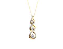 APPRAISED $800- 10KT Yellow Gold Twist Design Pendant with Round Brilliant and Single Cut Diamonds
