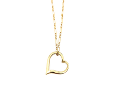 APPRAISED $700- 14KT Yellow Gold Heart Pendant set on an Oval & Round Link Chain