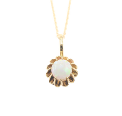 APPRAISED $700- 14KT Yellow Gold Pendant with a Round Opal in a Scalloped Setting