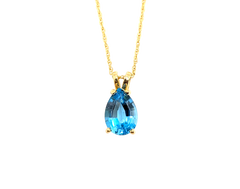 APPRAISED $600- 14KT Yellow Gold Pendant with a Pear Shaped Blue Topaz