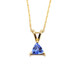APPRAISED $600- 14KT Yellow Gold Pendant with a Trillion Cut Tanzanite