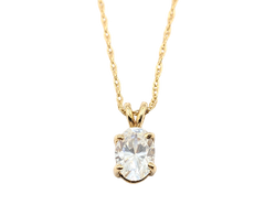 APPRAISED $400- 14KT Yellow Gold 4-Prong Pendant with an Oval Cubic Zirconia