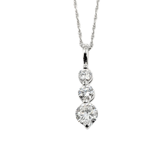 APPRAISED $2500- 14KT White Gold Pendant with Graduating Round Brilliant Diamonds