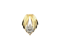 APPRAISED $600- 10KT Yellow Gold Slide Pendant with Single Cut Diamond Clusters