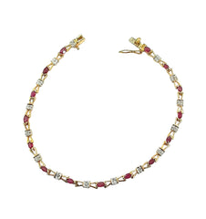 APPRAISED $1000- 10KT Yellow Gold Ruby and Diamond Bracelet