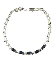 APPRAISED $500- 10KT White Gold Sapphire and Diamond Bracelet