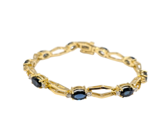 APPRAISED $5700- 14KT Yellow Gold Openwork Bracelet with Sapphires and Diamonds