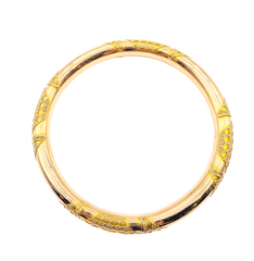 APPRAISED $8,100- 14KT Yellow Gold 8mm Pattern and Polished Style Bangle