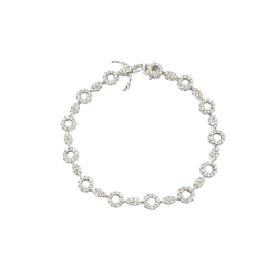 APPRAISED $5300- 14KT White Gold Open Circle Link Diamond Bracelet