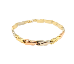 APPRAISED $1200- 7" 14KT TRI-Gold "X" Link Style Bracelet