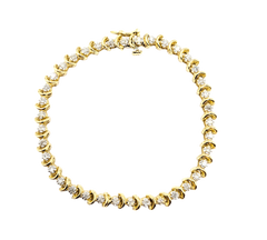 APPRAISED $2500- 14KT Yellow Gold "S" Link Bracelet with Round Brilliant Diamonds