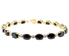 APPRAISED $3000- 10KT Yellow Gold Bracelet with Oval Sapphires & Single Cut Diamonds