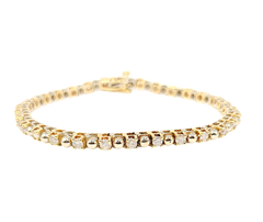 APPRAISED $3600- 14KT Two-Toned Bead Links alternating with Round Brilliant Diamonds Bracelet
